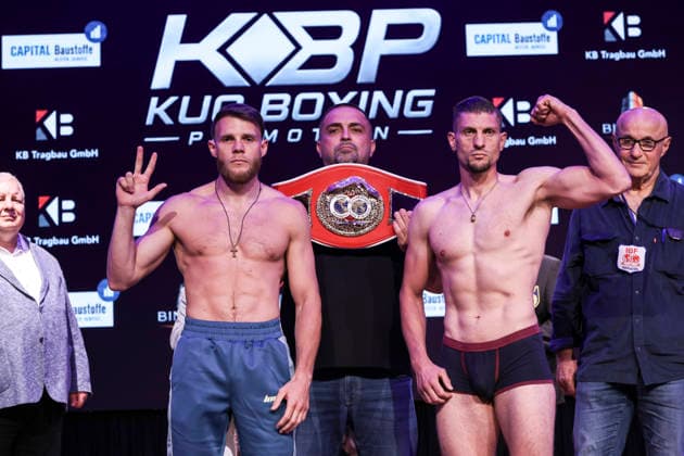 Boxen: KUC Box-Promotion, Waage, Falkensee, 05.06.2026 IBF-Europameisterschaft: Paul Wall (GER) - Damiano Fascinelli (ITA)