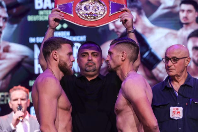 Boxen: KUC Box-Promotion, Waage, Falkensee, 05.06.2026 IBF-Europameisterschaft: Paul Wall (GER) - Damiano Fascinelli (ITA)