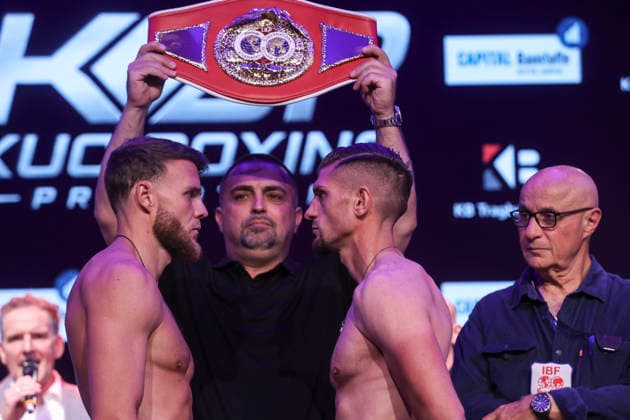 Boxen: KUC Box-Promotion, Waage, Falkensee, 05.06.2026 IBF-Europameisterschaft: Paul Wall (GER) - Damiano Fascinelli (ITA)
