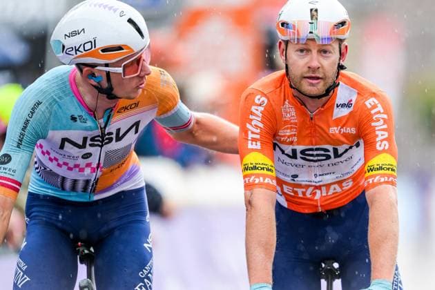 American Riley Sheehan of NSN Cycling Team (R) pictured after the fifth stage of the Tour De Wallonie cycling race, from Bassenge to Aubel (176,4 km), on Friday 05 June 2026. DAVIDxPINTENS  x176154864x