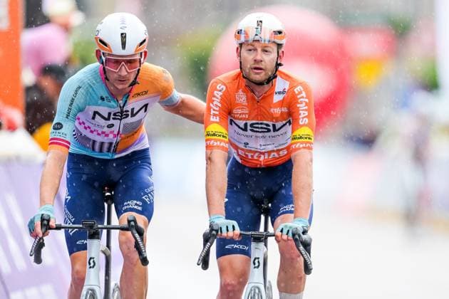 American Riley Sheehan of NSN Cycling Team (R) pictured after the fifth stage of the Tour De Wallonie cycling race, from Bassenge to Aubel (176,4 km), on Friday 05 June 2026. DAVIDxPINTENS  x176154894x