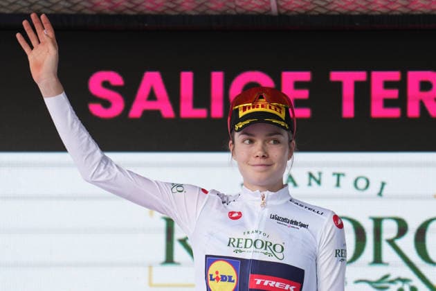 Isaabella Holgren , white jersey during Stage 7 of the Giro d™Italia Women, from Sorbolo Mezzani to Salice Terme, Italy, Friday, June 5, 2026  Copyright: xSpada LaPressex