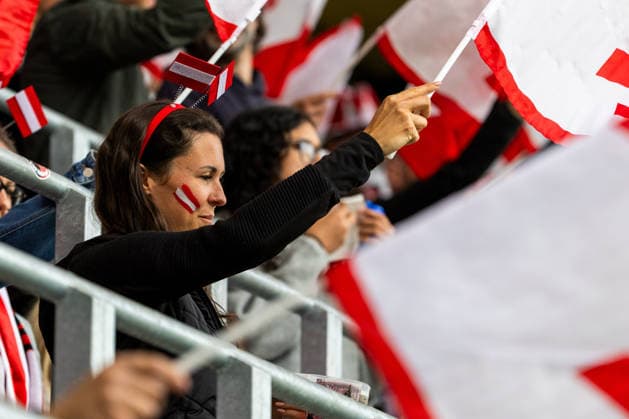 WOMEN SOCCER - FIFA World Cup, WM, Weltmeisterschaft, Fussball 2027, quali, AUT vs SLO VIENNA,AUSTRIA,05.JUN.26 - WOMEN SOCCER - FIFA Women s World Cup 2027, european qualifiers, OEFB international match, Länderspiel, Nationalmannschaft Austria vs Slovenia. Image shows fans of Austria.  GEPAxpictures xPhilippxBrem