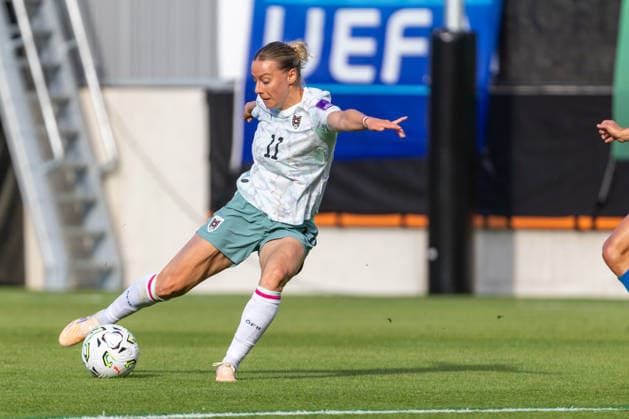 WOMEN SOCCER - FIFA World Cup, WM, Weltmeisterschaft, Fussball 2027, quali, AUT vs SLO VIENNA,AUSTRIA,05.JUN.26 - WOMEN SOCCER - FIFA Women s World Cup 2027, european qualifiers, OEFB international match, Länderspiel, Nationalmannschaft Austria vs Slovenia. Image shows Sophie Hillebrand (AUT).  GEPAxpictures xPhilippxBrem