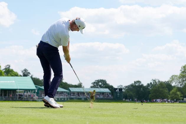 DUBLIN, OH - JUNE 05: Ryan Gerard of United States plays his shot from the 16th tee during second round of the Memorial Tournament on June 05, 2026 at the Muirfield Village Golf Club in Dublin, Ohio. (Photo by Jason Mowry Icon Sportswire) GOLF: JUN 05 PGA, Golf Herren the Memorial Tournament presented by Workday EDITORIAL USE ONLY Icon260605015