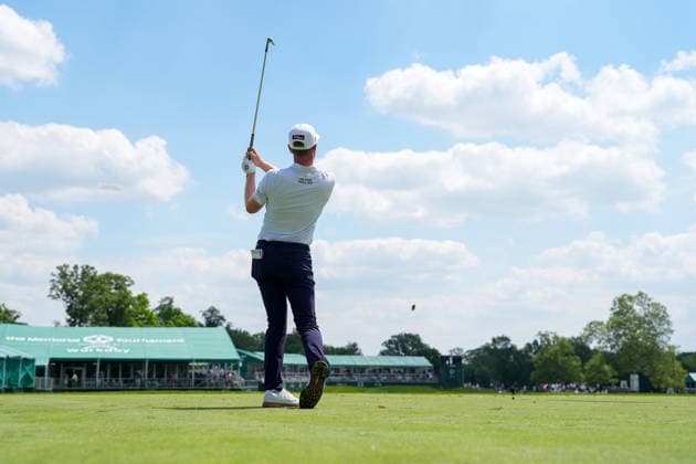 DUBLIN, OH - JUNE 05: Ryan Gerard of United States plays his shot from the 16th tee during second round of the Memorial Tournament on June 05, 2026 at the Muirfield Village Golf Club in Dublin, Ohio. (Photo by Jason Mowry Icon Sportswire) GOLF: JUN 05 PGA, Golf Herren the Memorial Tournament presented by Workday EDITORIAL USE ONLY Icon260605017