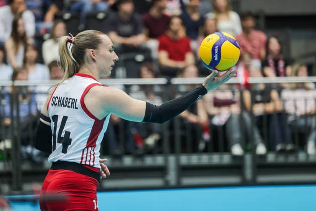 VOLLEYBALL - CEV ELW, AUT vs SVK SCHWECHAT,AUSTRIA,05.JUN.26 - VOLLEYBALL - CEV European League women, OEVV international match, Länderspiel, Nationalmannschaft Austria vs Slovakia. Image shows Kora Schaberl (AUT).  GEPAxpictures xDavidxBitzan
