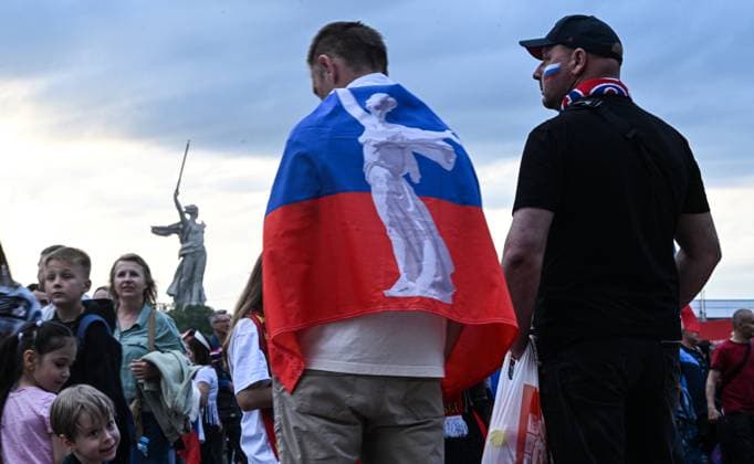 Russia Soccer Friendly Russia - Burkina Faso 9183189 05.06.2026 Russia s fans gather before the friendly soccer match between Russia and Burkina Faso outside Volgograd Arena stadium, in Volgograd, Russia. Maksim Blinov Sputnik Volgograd Russia  Copyright: xMaksimxBlinovx