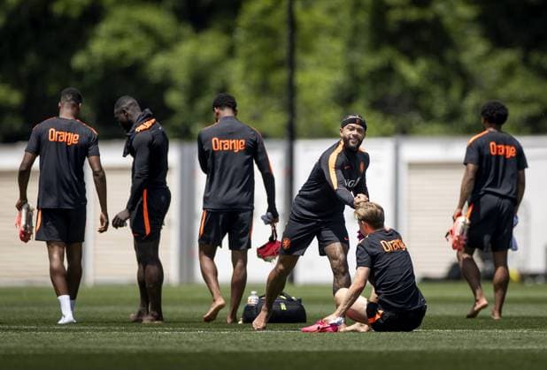 NEW YORK - Memphis Depay of the Netherlands and Frenkie de Jong of the Netherlands during a training session of the Dutch national team, Nationalteam at the Etihad City Football Academy training complex, on June 5, 2026, in Orangeburg, New York. The Dutch national team is preparing for the 2026 FIFA World Cup, WM, Weltmeisterschaft, Fussball KOEN VAN WEEL ANP xVIxANPxSportx xxANPxIVx 560189350 originalFilename: 560189350.jpg