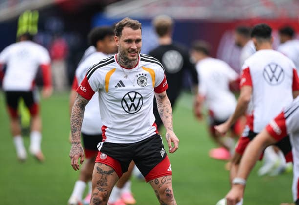 Fussball WM 2026 Vorbereitung Deutschland im Chicago 05.06.2026 Abschlusstraining der deutschen Nationalmannschaft im Solider Field Stadion vor dem Testspiel gegen die USA: David Raum beim Training