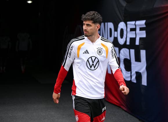 Fussball WM 2026 Vorbereitung Deutschland im Chicago 05.06.2026 Abschlusstraining der deutschen Nationalmannschaft im Solider Field Stadion vor dem Testspiel gegen die USA: Kai Havertz kommt ins Stadion