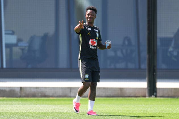 A Brazilian national football team player during a training session at the Columbia Park Training Facility Vinicius Jr. player of Brazilian national football team player during a training session at the Columbia Park Training Facility on June 5, 2026, in Morristown, New Jersey. The Brazilian team is preparing for the World Cup MORRISTOWN NJ UNITED STATES Copyright: xx