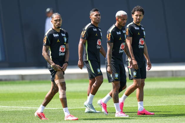 A Brazilian national football team player during a training session at the Columbia Park Training Facility Raphinha, Alex Sandro, Wesley and Marquinhos of Brazilian national football team player during a training session at the Columbia Park Training Facility on June 5, 2026, in Morristown, New Jersey. The Brazilian team is preparing for the World Cup MORRISTOWN NJ UNITED STATES Copyright: xx