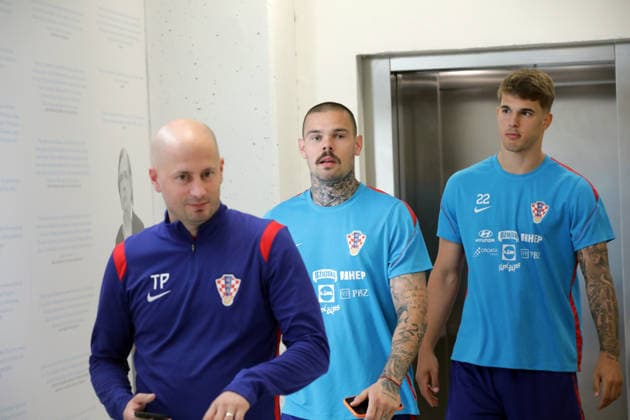 Croatia national team, Nationalteam press conference, PK, Pressekonferenz in Rijeka, Croatia Tomislav Pacak, Dominik Kotarski and Luka Vuskovic during Croatia national team press conference at HNK Rijeka Stadium in Rijeka, Croatia on June 05, 2026. as part of pre-world cup training camp and friendly match against Slovenia.  GoranxKovacic PIXSELL