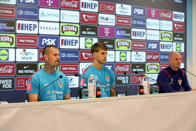 Croatia national team, Nationalteam press conference, PK, Pressekonferenz in Rijeka, Croatia Dominik Kotarski, Luka Vuskovic and Tomislav Pacak during Croatia national team press conference at HNK Rijeka Stadium in Rijeka, Croatia on June 05, 2026. as part of pre-world cup training camp and friendly match against Slovenia.  GoranxKovacic PIXSELL