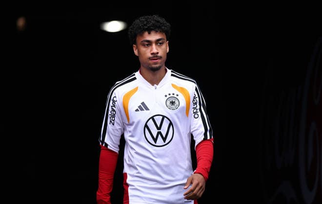 Fussball, Länderspiel, Herren, WM 2026, Training der deutschen Nationalmannschaft im Soldier Field, Chicago; Nathaniel Brown (GER).