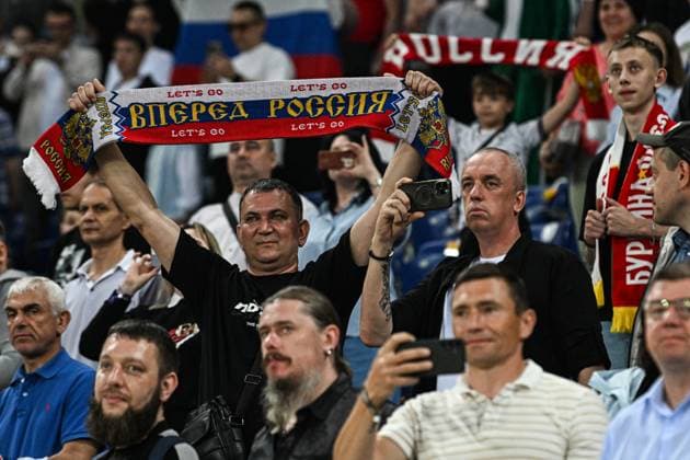 Russia Soccer Friendly Russia - Burkina Faso 9183248 05.06.2026 Russia s fans cheer before the friendly soccer match between Russia and Burkina Faso at Volgograd Arena stadium, in Volgograd, Russia. Maksim Blinov Sputnik Volgograd Russia  Copyright: xMaksimxBlinovx