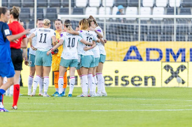 WOMEN SOCCER - FIFA World Cup, WM, Weltmeisterschaft, Fussball 2027, quali, AUT vs SLO VIENNA,AUSTRIA,05.JUN.26 - WOMEN SOCCER - FIFA Women s World Cup 2027, european qualifiers, OEFB international match, Länderspiel, Nationalmannschaft Austria vs Slovenia. Image shows the team of AUT.  GEPAxpictures xPhilippxBrem