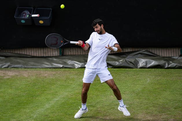 RECORD DATE NOT STATED 5th June 2026; The Edgbaston Priory Club, Birmingham, Midlands, England; 2026 Lexus Birmingham Open Tennis, Day Seven; Vasil Kirkov (USA) in action with his partner John Peers (AUS) in their semi final match against Ben Jones (GBR) and Joshua Paris (GBR) GodfreyxPitt