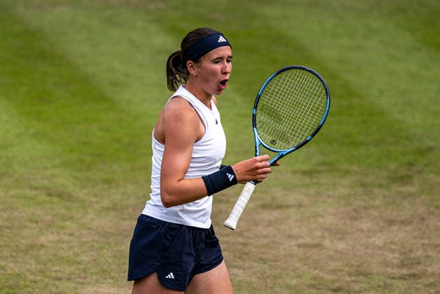 RECORD DATE NOT STATED 5th June 2026; The Edgbaston Priory Club, Birmingham, Midlands, England; 2026 Lexus Birmingham Open Tennis, Day Seven; Nikola Bartunkova (CZE) celebrates winning her quarter final match against Mika Stojsavljevic (GBR) GodfreyxPitt