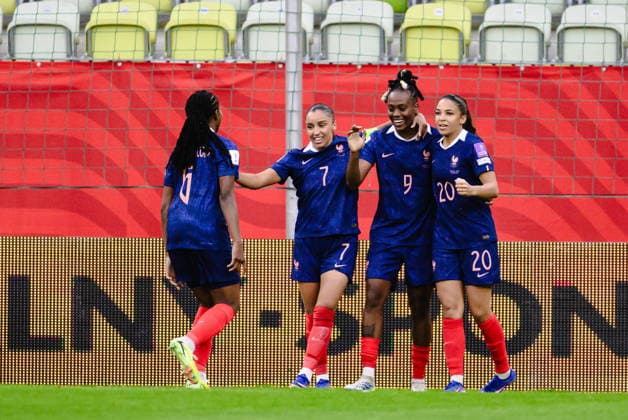 Fußball, Frauen, WM Quali, Polen - Frankreich Gdansk 05.06.2026. Women s football match in the 2027 World Cup qualifiers between Poland and France in Gdansk, Poland --- Eliminacje do Mistrzostwa Swiata Kobiet w pilce noznej: Polska - Francja Persons Shown : Melvine Malard, gol, bramka, radosc Fot. Marcin Gadomski Arena Akcji NEWSPIX.PL --- newspix.pl 