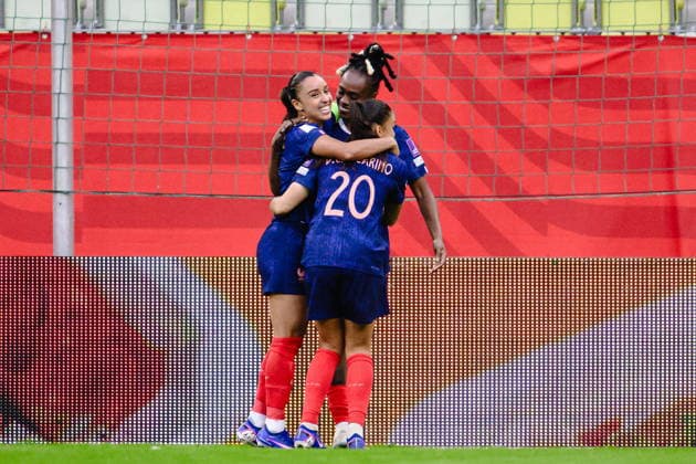 Fußball, Frauen, WM Quali, Polen - Frankreich Gdansk 05.06.2026. Women s football match in the 2027 World Cup qualifiers between Poland and France in Gdansk, Poland --- Eliminacje do Mistrzostwa Swiata Kobiet w pilce noznej: Polska - Francja Persons Shown : Melvine Malard, gol, bramka, radosc Fot. Marcin Gadomski Arena Akcji NEWSPIX.PL --- newspix.pl 
