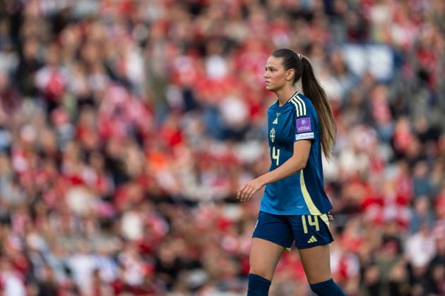 260605 Bella Andersson of Sweden during the FIFA Women™s World Cup Qualifier football match between Denmark and Sweden on June 5, 2026 in Odense. Photo: Ludvig Thunman BILDBYRAN kod LT LT0798 fotboll football soccer fotball vm-kval kval fifa womens world cup qualifier qualifier danmark sverige sweden denmark dam bbeng Copyright: LUDVIGxTHUNMAN BB260605LT070