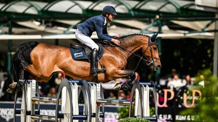 Balve Optimum am Freitag, 5. Juni 2026 ** NUR FÜR REDAKTIONELLE ZWECKE ** EDITORIAL USE ONLY **<p>Christian Kukuk auf HK Carrera beim Preis der Merkur Spielbanken CSI2* Internationale Springprüfung am Freitag, 5. Juni 2026 beim Balve Optimum in Balve. . Copyright: SvenjaxHanusch