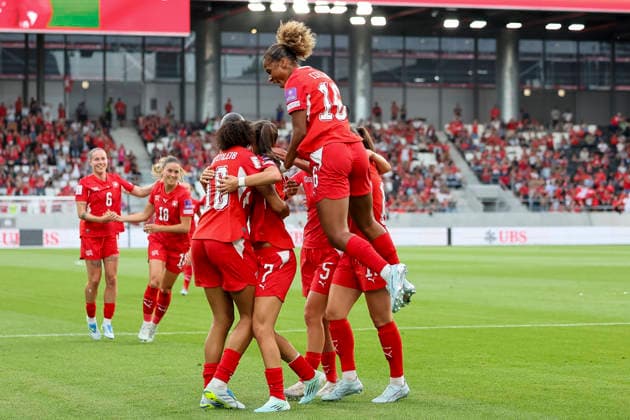 Torjubel Schweiz beim 3:1 durch Riola Xhemaili (Schweiz, 07) , Schweiz, Fussball, WM-Qualifikation Europa Frauen, 5..Spieltag, 2026, Schweiz vs. Malta, 05.06.2026, Lugano AIL Arena Schweiz Copyright: xGrantxHubbsx