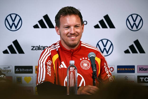 Fussball, Länderspiel, Herren, WM 2026, Training der deutschen Nationalmannschaft im Soldier Field, Chicago, Pressekonferenz: Bundestrainer Julian Nagelsmann (GER). *** Football, international match, men, World Cup 2026, training of the German national team at Soldier Field, Chicago, press conference by national coach Julian Nagelsmann GER