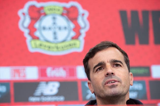 Carles MARTINEZ, Martinez Novell, Cheftrainer, Portraet, Portrait, Porträt, Einzelbild, angeschnittenes Einzelmotiv, Vorstellung von Carles Martinez Novell als neuer Trainer von Bayer Leverkusen. 05.06.2025 in der Bayarena Leverkusen, Â