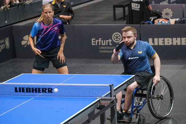 Lotto Thüringen TT-Finals Erfurt 2026 Deutsche Meisterschaften. Mixed, Paralympicssieger Valentin Baus an der Seite der ehemaligen Doppel-Europameisterin Kristin Lang als erstes Inklusion-Mixed bei einer der deutschen Meisterschaft. Deutschland, Germany 20260605-DSCF7064