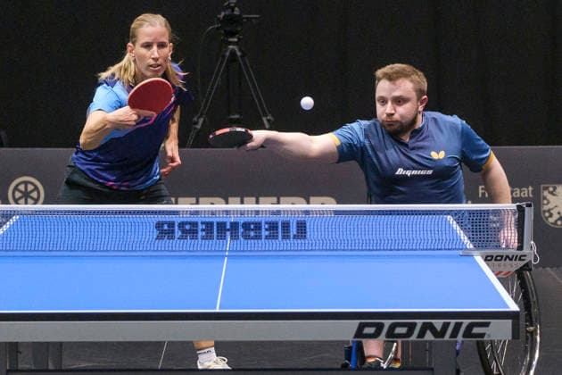 Lotto Thüringen TT-Finals Erfurt 2026 Deutsche Meisterschaften. Mixed, Paralympicssieger Valentin Baus an der Seite der ehemaligen Doppel-Europameisterin Kristin Lang als erstes Inklusion-Mixed bei einer der deutschen Meisterschaft. Deutschland, Germany 20260605-DSCF7191