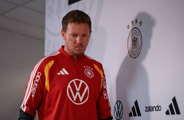 Fussball WM 2026 Vorbereitung Deutschland im Chicago 05.06.2026 Pressekonferenz der deutschen Nationalmannschaft im Solider Field Stadion vor dem Testspiel gegen die USA: Bundestrainer Julian Nagelsmann kommt zur Pressekonferenz
