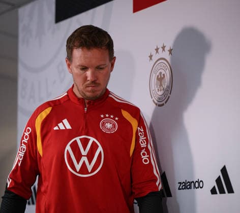 Fussball WM 2026 Vorbereitung Deutschland im Chicago 05.06.2026 Pressekonferenz der deutschen Nationalmannschaft im Solider Field Stadion vor dem Testspiel gegen die USA: Bundestrainer Julian Nagelsmann kommt zur Pressekonferenz