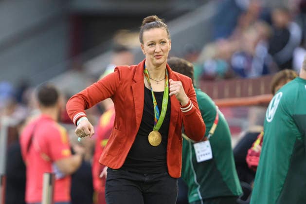 Almuth Schult gestures during the FIFA Women s World Cup 2027 Qualifier match between Germany and Norway at RheinEnergieStadion on June 5, 2026 in Cologne, Germany. (Photo by Oliver Kaelke DeFodi Images) -