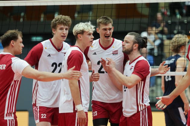 VOLLEYBALL - CEV EL, AUT vs FIN SCHWECHAT,AUSTRIA,05.JUN.26 - VOLLEYBALL - CEV European League, OEVV international match, Länderspiel, Nationalmannschaft Austria vs Finland. Image shows the disappointment of AUT.  GEPAxpictures xDavidxBitzan