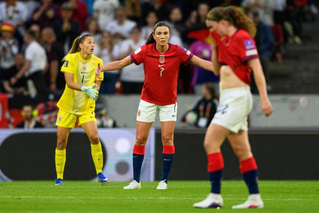 260605 Ingrid Engen of Norway looks dejected after 1-0 during the FIFA Women s World Cup Qualifier football match between Germany and Norway on June 5, 2026 in Köln. Photo: Marius Simensen BILDBYRAN COP 238 MM0069 bbeng fotball soccer football fotboll FIFA World Cup, WM, Weltmeisterschaft, Fussball qualifiers vm-kvalifisering kvinner vm kvalik landskamp dam norge norway germany tyskland jubel Copyright: MARIUSxSIMENSEN BB260605BB856