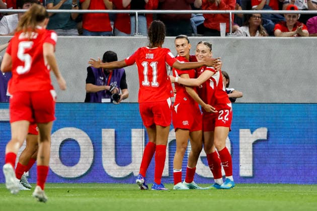 Torjubel Schweiz beim 6:1 durch Riola Xhemaili (Schweiz, 07) , Schweiz, Fussball, WM-Qualifikation Europa Frauen, 5..Spieltag, 2026, Schweiz vs. Malta, 05.06.2026, Lugano AIL Arena Schweiz Copyright: xGrantxHubbsx