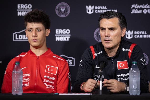 Turkish national team, Nationalteam holds press conference, PK, Pressekonferenz ahead of Venezuela friendly game in Miami MIAMI, FLORIDA, UNITED STATES - JUNE 5: Arda Guler of the Turkish National Football Team and Head Coach Vincenzo Montella attend a press conference ahead of Turkiye’s International Friendly, Länderspiel, Nationalmannschaft game against Venezuela, as the team prepares for the FIFA World Cup, WM, Weltmeisterschaft, Fussball in Miami, Florida, US on June 5, 2026. Mostafa Bassim Anadolu Florida United States. Editorial use only. Please get in touch for any other usage.  Copyright: x2026xAnadoluxMostafaxBassimx