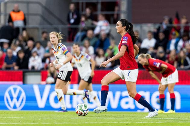 COLOGNE, GERMANY - JUNE 06: Ingrid Engen (Norway, 7) controls the ball during the UEFA European Qualifiers match for the FIFA Women™s World Cup 2027 between Germany vs. Norway at RheinEnergieSTADION on June 05, 2026 in Cologne, Germany. North Rhine Westphalia Germany Copyright: xSteffiexWunderlx