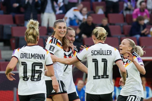 05.06.2026, xgrfx, Fussball WM Qualifikation Frauen, Deutschland - Norwegen v.l. Tor, Marie Müller zum 1:0 (Deutsche Frauennationalmannschat) (DFL DFB REGULATIONS PROHIBIT ANY USE OF PHOTOGRAPHS as IMAGE SEQUENCES and or QUASI-VIDEO) Köln