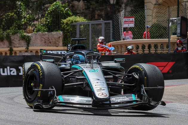 F1 Grand Prix of Monaco - Practice George Russell of the United Kingdom, driving for the Mercedes-AMG Petronas F1 Team, operates the W17 E Performance Mercedes during Practice Session 1 before the Formula 1 Louis Vuitton Grand Prix de Monaco in Monaco on June 5, 2026. Monaco Monaco  Copyright: xPiotrxZajacx originalFilename:zajac-formula1260605_npKET.jpg
