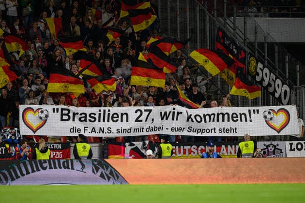 260605 Fans of Germany during the FIFA Women s World Cup Qualifier football match between Germany and Norway on June 5, 2026 in Köln. Photo: Marius Simensen BILDBYRAN COP 238 MM0069 bbeng fotball soccer football fotboll FIFA World Cup, WM, Weltmeisterschaft, Fussball qualifiers vm-kvalifisering kvinner vm kvalik landskamp dam norge norway germany tyskland publik Copyright: MARIUSxSIMENSEN BB260605ZM017