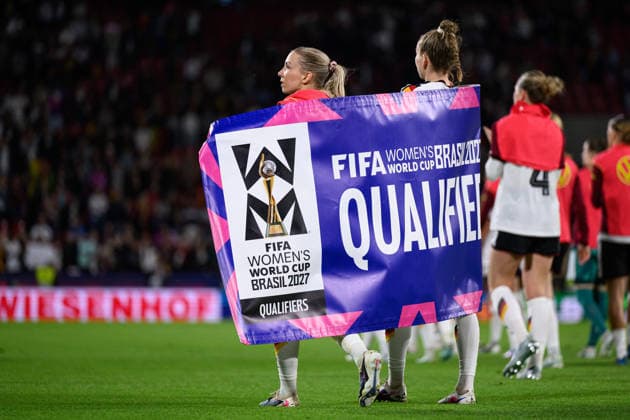 260605 Sophia Kleinherne and Elisa Senß of Germany celebrate after the FIFA Women s World Cup Qualifier football match between Germany and Norway on June 5, 2026 in Köln. Photo: Marius Simensen BILDBYRAN COP 238 MM0069 bbeng fotball soccer football fotboll FIFA World Cup, WM, Weltmeisterschaft, Fussball qualifiers vm-kvalifisering kvinner vm kvalik landskamp dam norge norway germany tyskland jubel Copyright: MARIUSxSIMENSEN BB260605ZE012