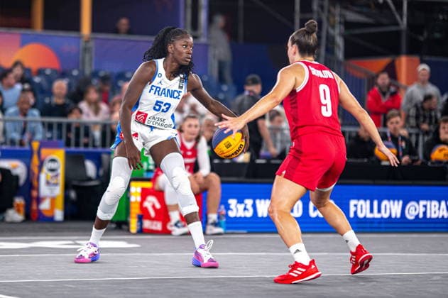 Warszawa 05.06.2026. 3x3 Basketball World Cup Day 5 in Warsaw, Poland. France - Czechia --- Mistrzostwa Swiata w koszykowce 3x3 Dzien 5 w Warszawie. Mecz Francja - Czechy Persons Shown : Marie Mane Lucie Svatonova Fot. Kai Taller Arena Akcji NEWSPIX.PL --- newspix.pl 