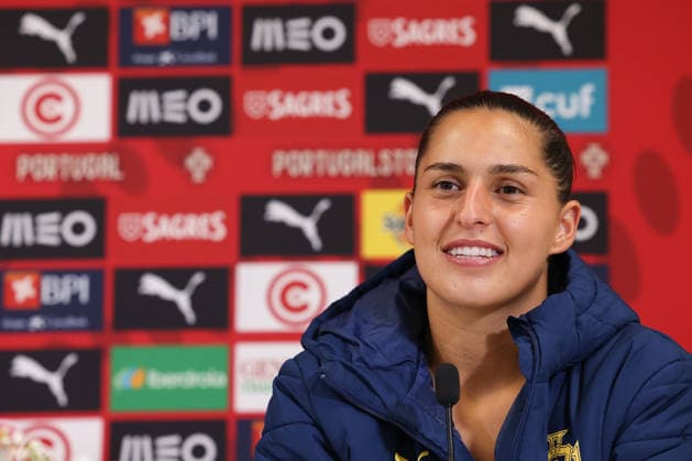 Francisca Kika Nazareth (Portugal) during the press conference, PK, Pressekonferenz after the FIFA Women s World Cup Brazil 2027 Qualifiers League B, Group B3 Matchday 5 match between Portugal and Latvia at Estadio Antonio Coimbra da Mota on June 5, 2026, in Estoril, Portugal. Copyright: JoaquimxFerreira