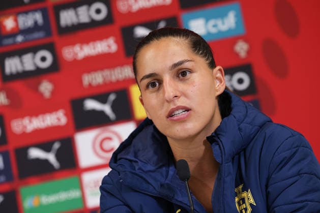 Francisca Kika Nazareth (Portugal) during the press conference, PK, Pressekonferenz after the FIFA Women s World Cup Brazil 2027 Qualifiers League B, Group B3 Matchday 5 match between Portugal and Latvia at Estadio Antonio Coimbra da Mota on June 5, 2026, in Estoril, Portugal. Copyright: JoaquimxFerreira