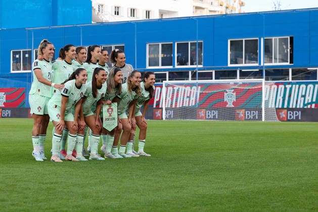 Teamfoto Portugal during the FIFA Women s World Cup Brazil 2027 Qualifiers League B, Group B3 Matchday 5 match between Portugal and Latvia at Estadio Antonio Coimbra da Mota on June 5, 2026, in Estoril, Portugal. Copyright: JoaquimxFerreira