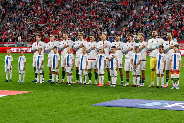 FOOTBALL - Friendly - Hungary vs Finland Photo by IPA ABACAPRESS.COM85363318 - Hungary lined up for the national anthems ceremony during the UEFA friendly match between Hungary vs Finland, 5 June 2026 at the Puskas Arena, Budapest, Hungary Budapest Hungary  Copyright: xIPAxSport ABACAx